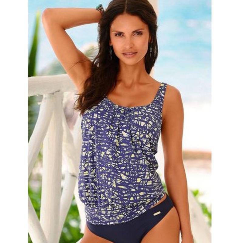 Beansport Swimwear, Scoopneck Tanksuit Print  | Womens  Swimwear Clothing Cobalt Petal Multi