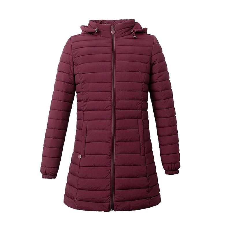 Ultralight 850 Down Hooded Coat, Three-Quarter Length  | Womens  Insulated Jackets Insulated Jackets Dark Plum